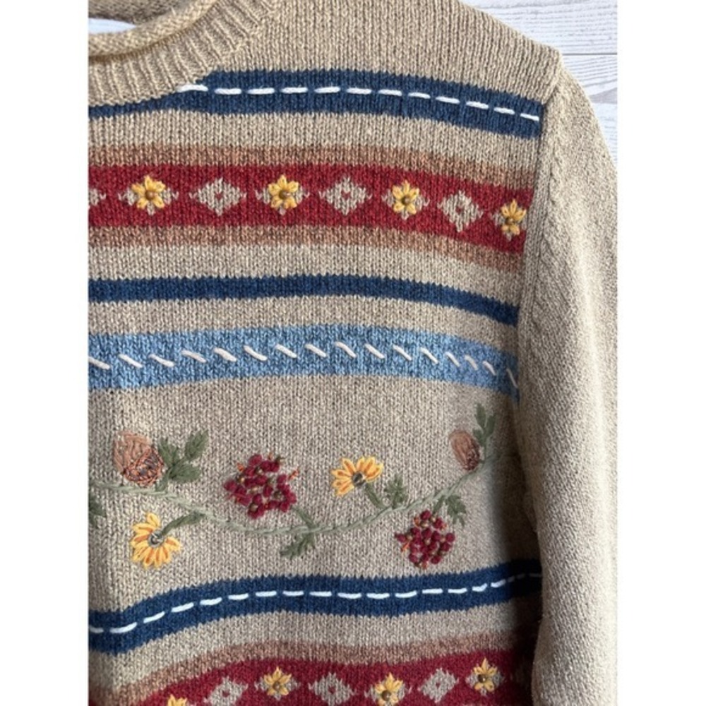 Vintage Floral brown Sweater cottagecore Y2k forest Cabincore roll neck‎ large - Picture 3 of 5